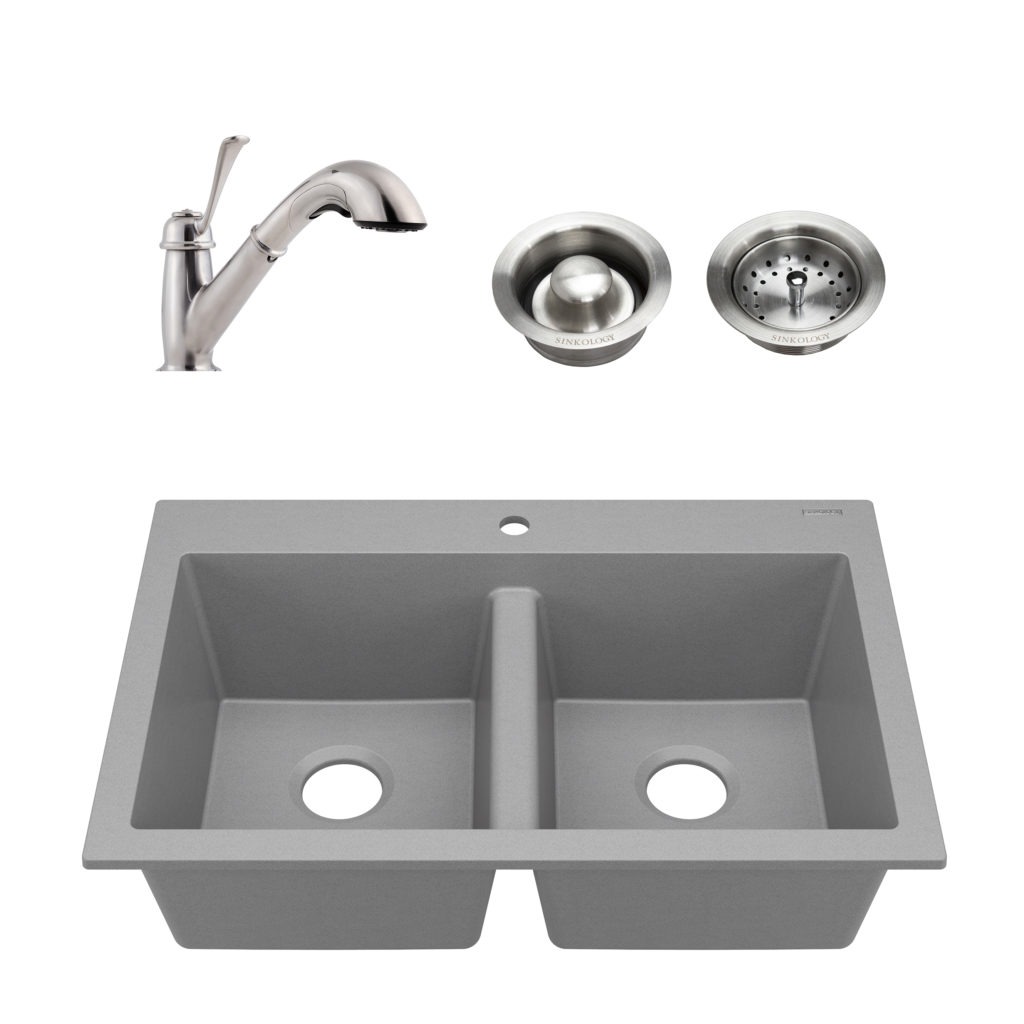 Whitney All In One Granite Composite Kitchen Sink Graphite Gray