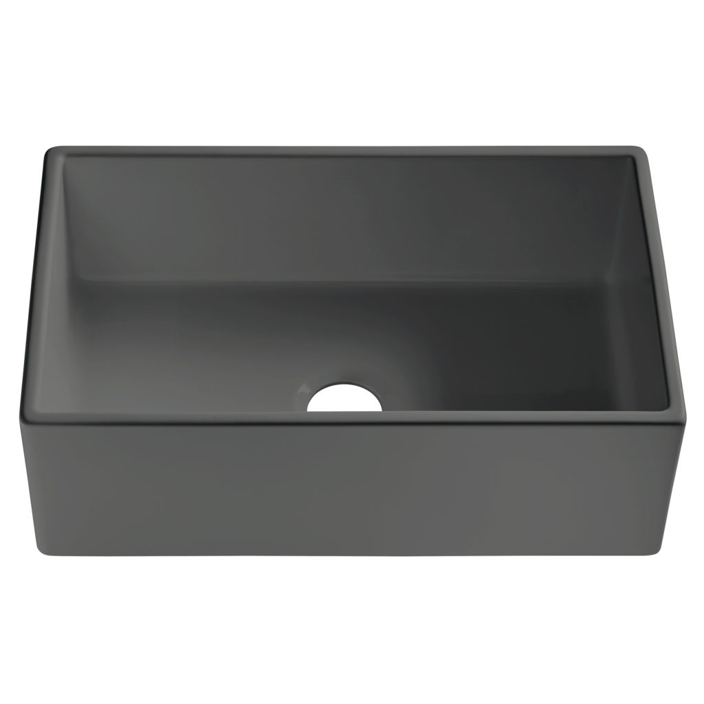 Austen Fireclay Farmhouse Kitchen Sink in Matte Gray by Sinkology