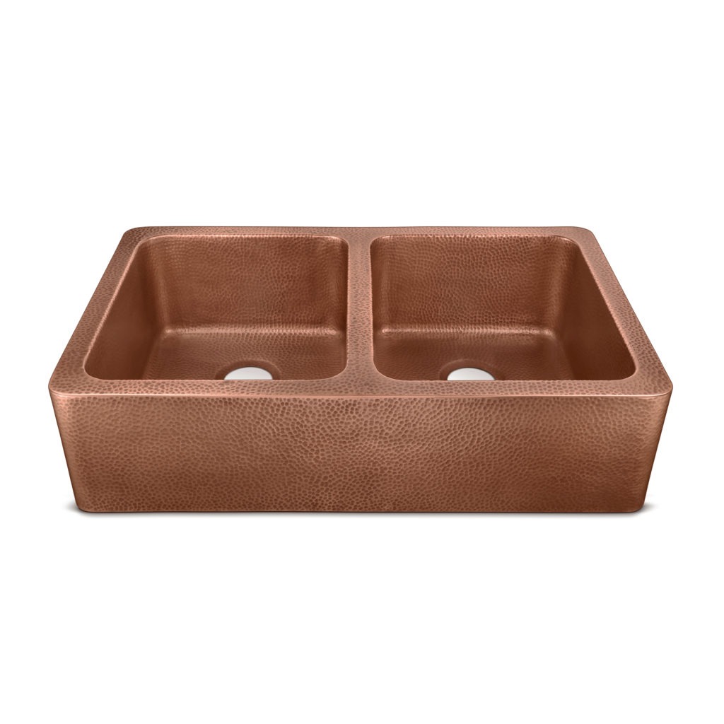 Adams Double Bowl Farmhouse Copper Kitchen Sink By Sinkology