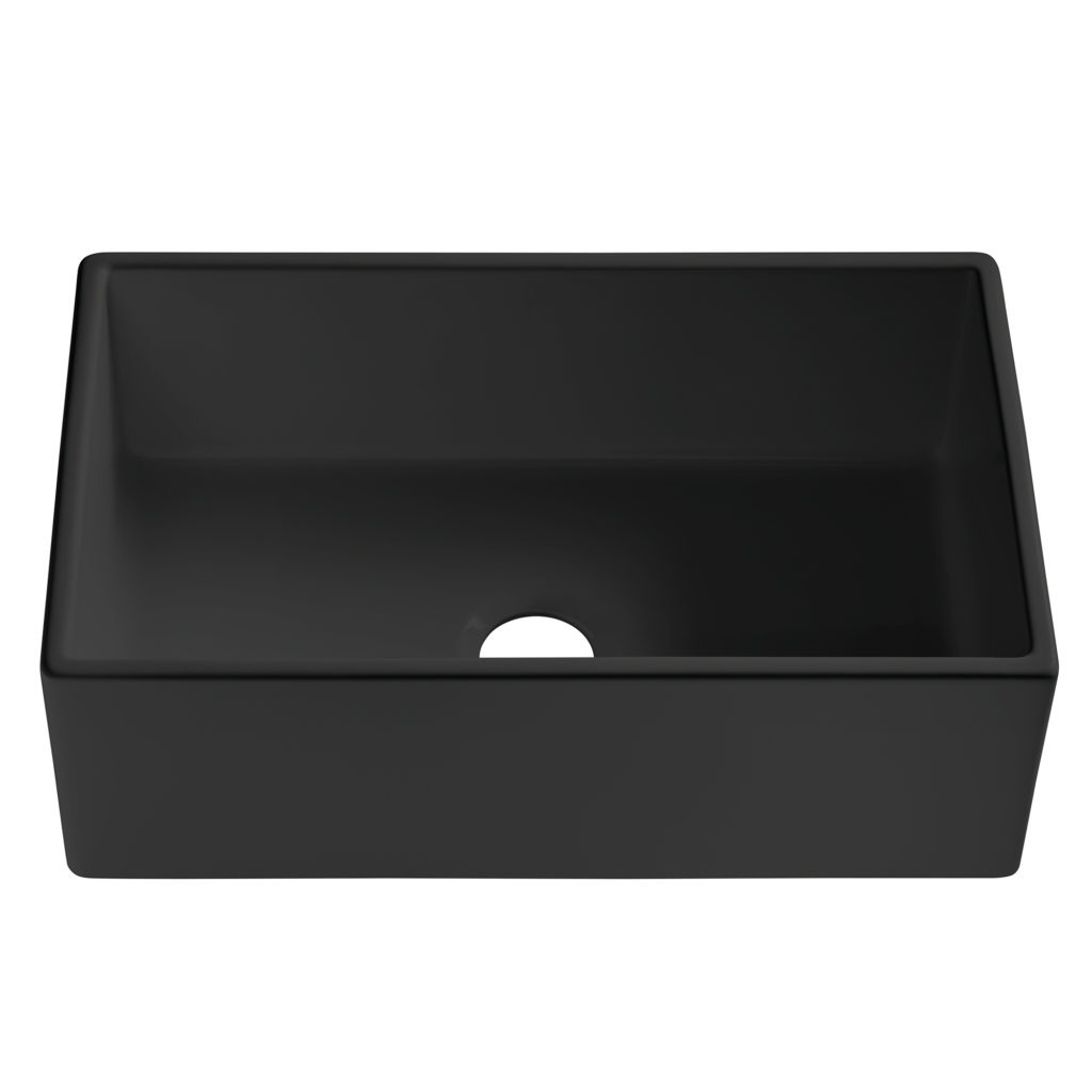 Austen Fireclay Farmhouse Kitchen Sink in Matte Black by Sinkology