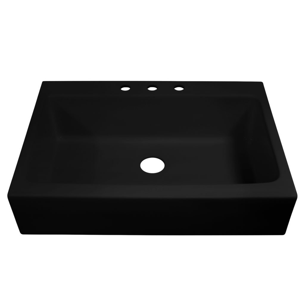 Josephine Fireclay Drop-In Kitchen Sink in Gloss Black by Sinkology