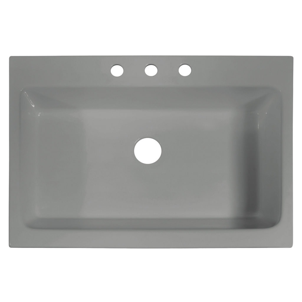 Josephine Fireclay Drop-In Kitchen Sink in Gloss Gray by Sinkology