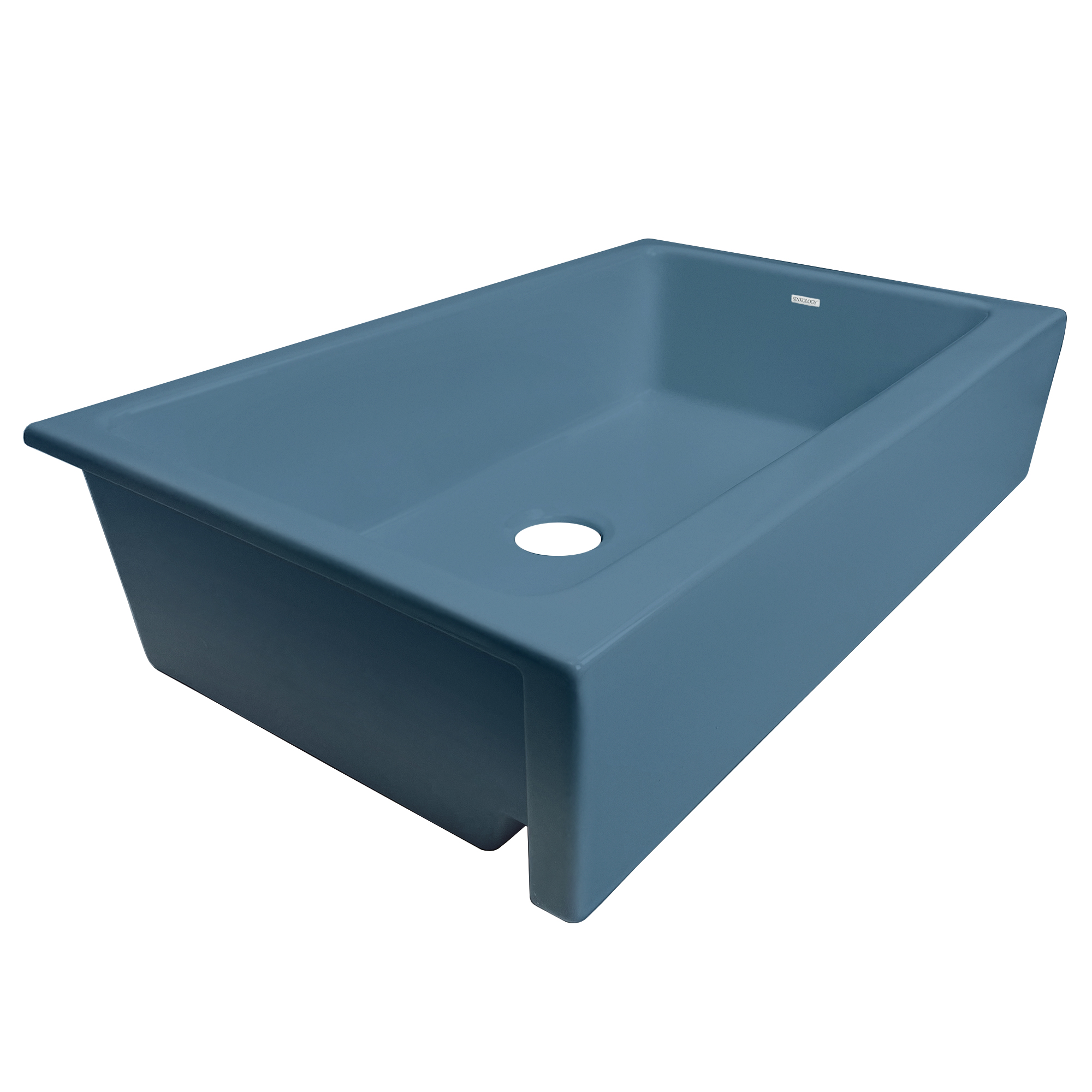 Grace 34 Quick Fit Undermount Farmhouse Fireclay Kitchen Sink In Oceanside Matte Blue Sinkology 4067