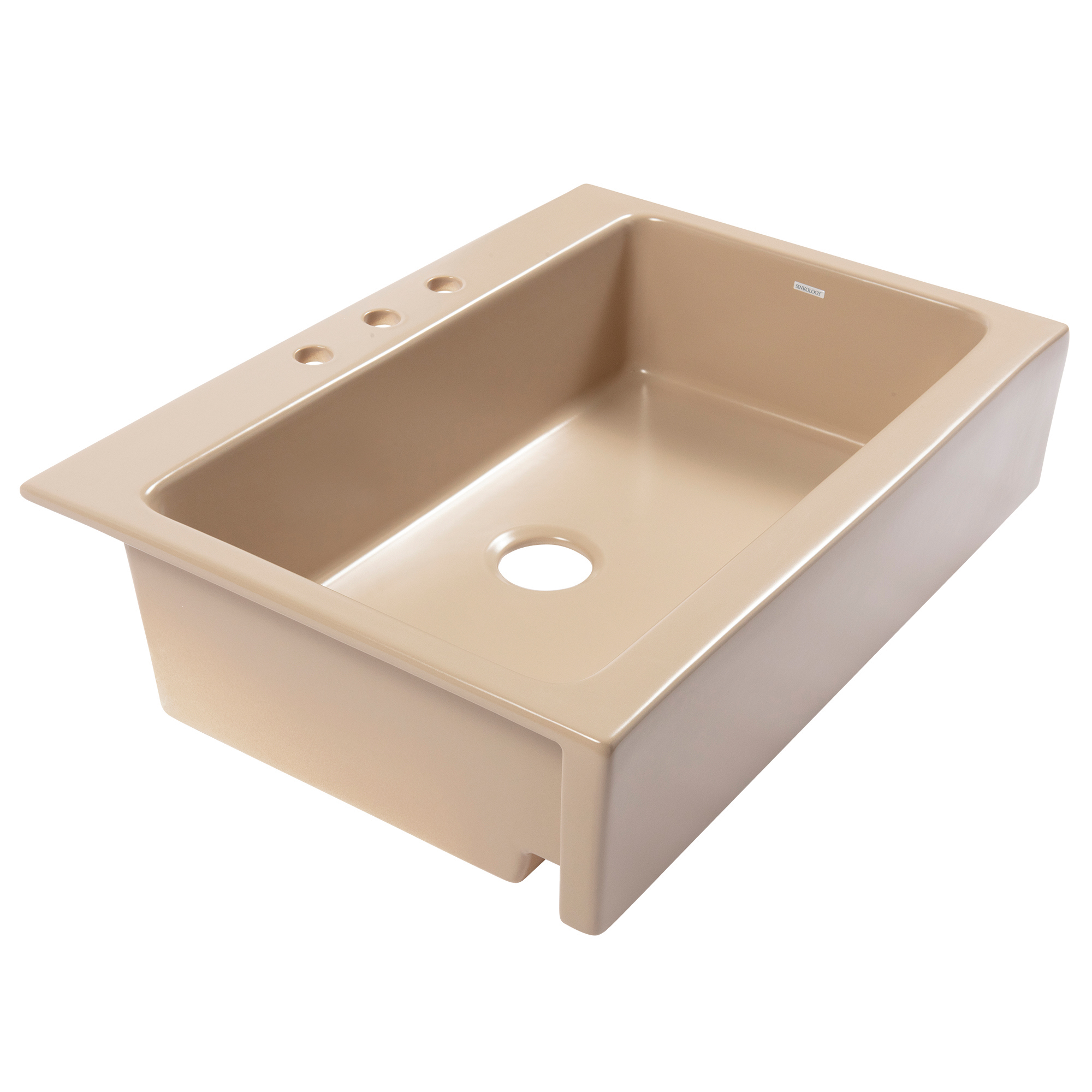 Fireclay Holiday Sale 2022 Sinkology   SK450 34FC MT Josephine 34 Matte Tan Fireclay Kitchen Sink Side 