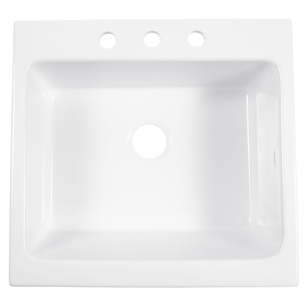 Josephine 26″ Quick Fit Drop In Farmhouse Fireclay Kitchen Sink 3 Faucet Holes Sinkology 8609