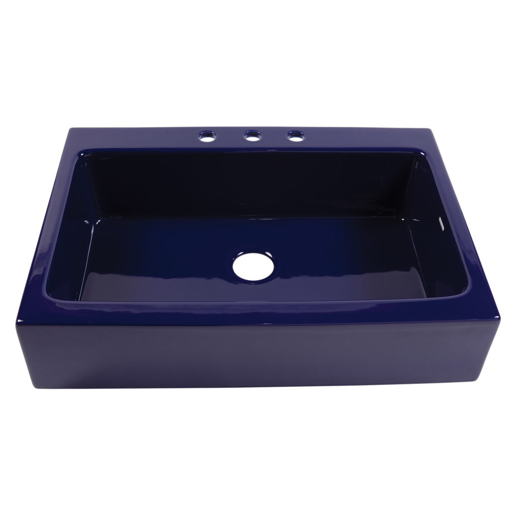 Josephine Fireclay Drop In Kitchen Sink In Gloss Blue By Sinkology 8936