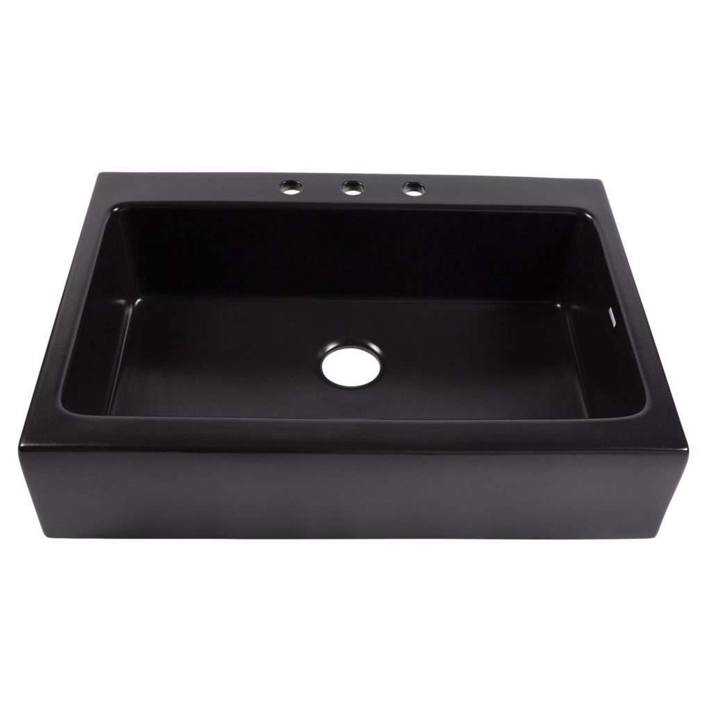 Josephine Fireclay Drop-In Kitchen Sink in Matte Black by Sinkology