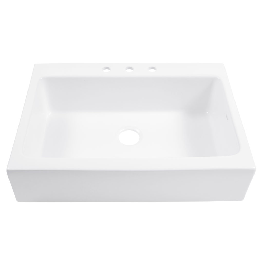 Josephine 34 Quick Fit Drop In Fireclay Farmhouse Kitchen Sink 3 Faucet Holes Sinkology 0770