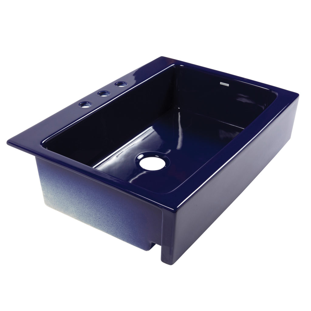 Josephine Fireclay Drop In Kitchen Sink In Gloss Blue By Sinkology 7685