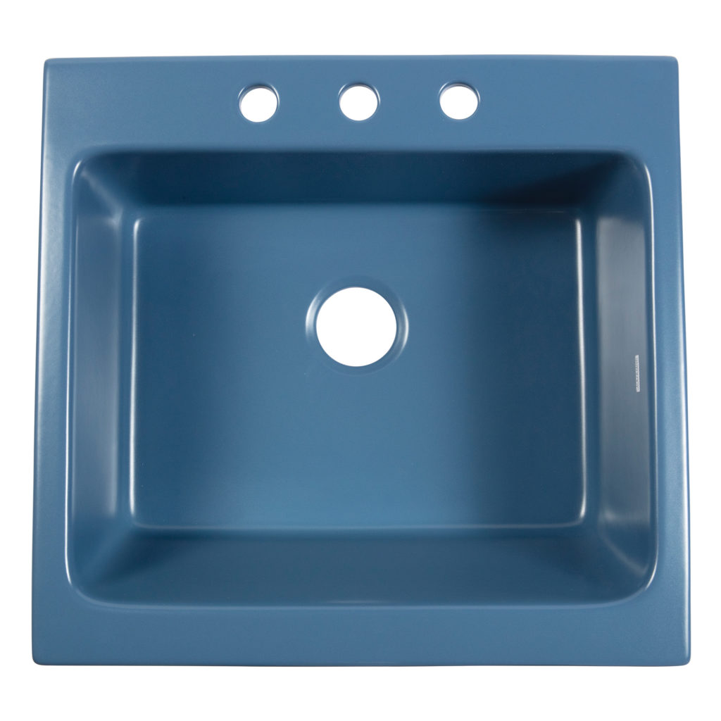 Josephine 26 Quick Fit Drop In Farmhouse Fireclay Kitchen Sink In Oceanside Matte Blue Sinkology 3690