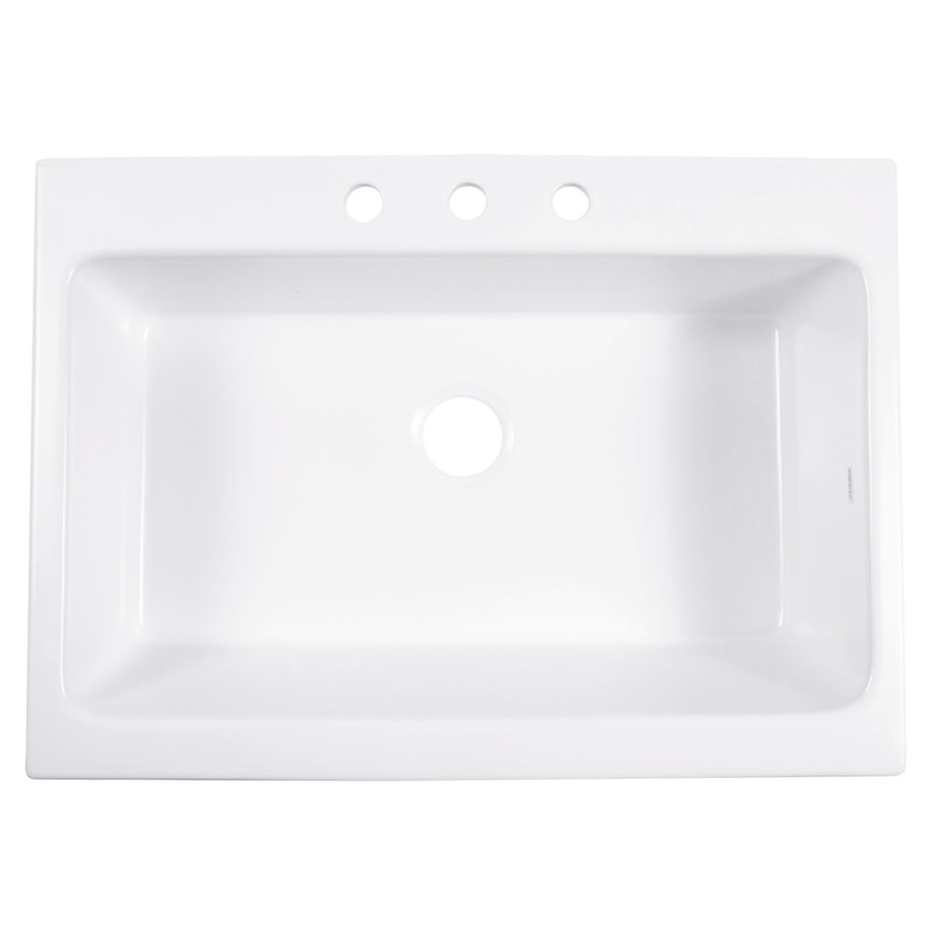 Josephine 34 Quick Fit Drop In Fireclay Farmhouse Kitchen Sink 3 Faucet Holes Sinkology 1583