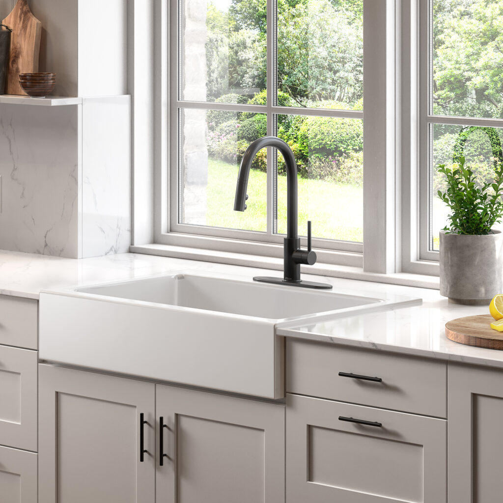 Josephine 34 Quick Fit Drop In Fireclay Farmhouse Kitchen Sink 3 Faucet Holes Sinkology 5179